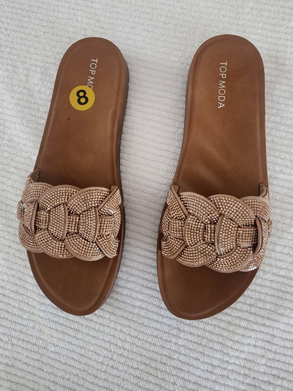 Top Moda Women's Rose Gold Braided Slide Sandals